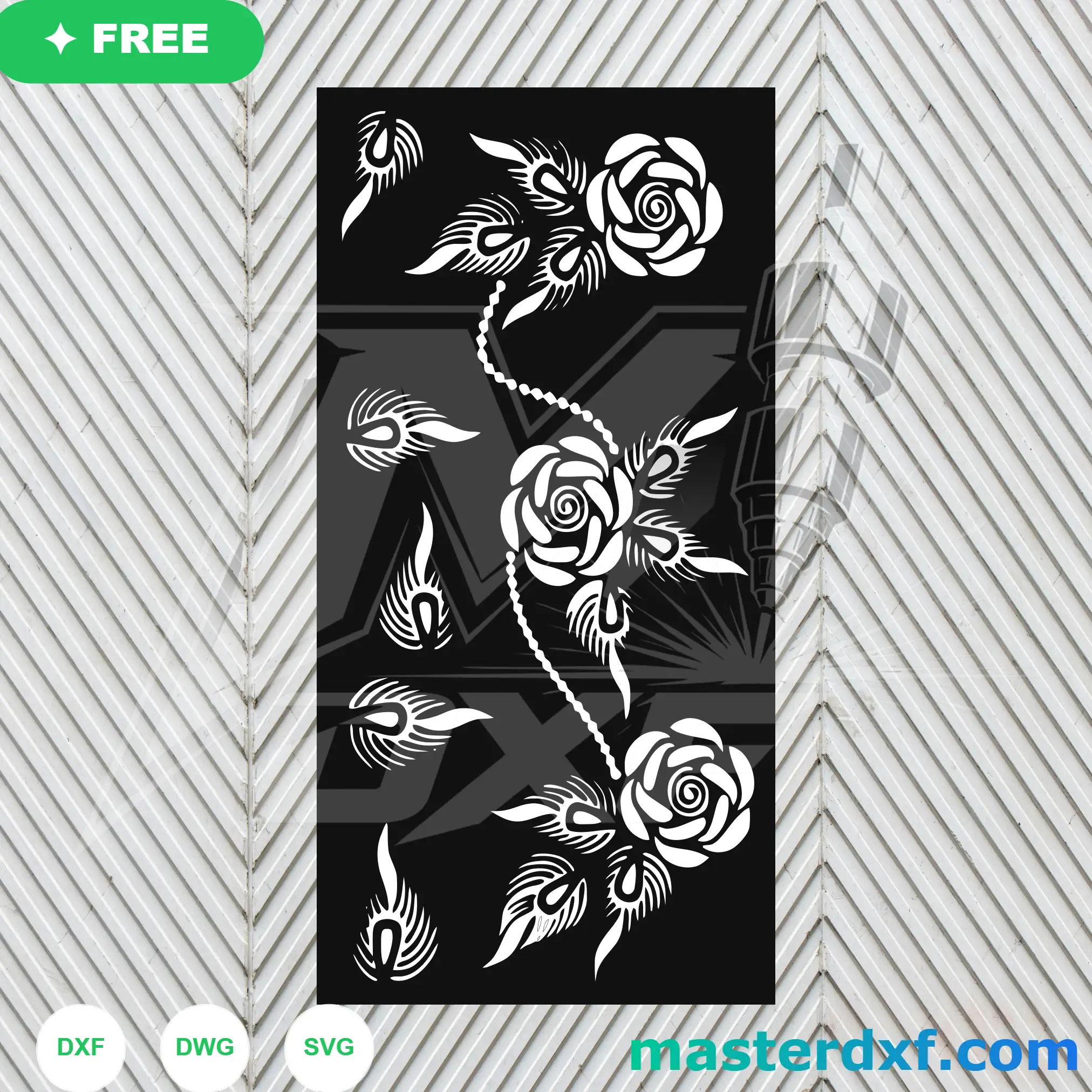 Blooming Rose Bouquets and Peacock Feather Trails Screen DXF File